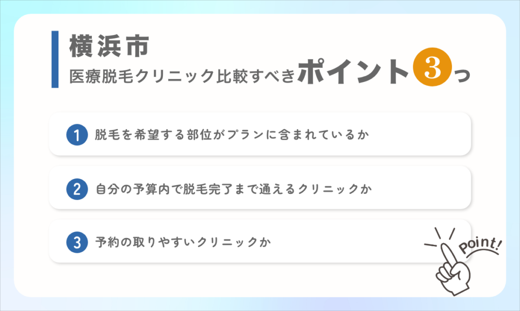 神奈川県横浜市医療脱毛クリニック3つの比較すべきポイントを解説