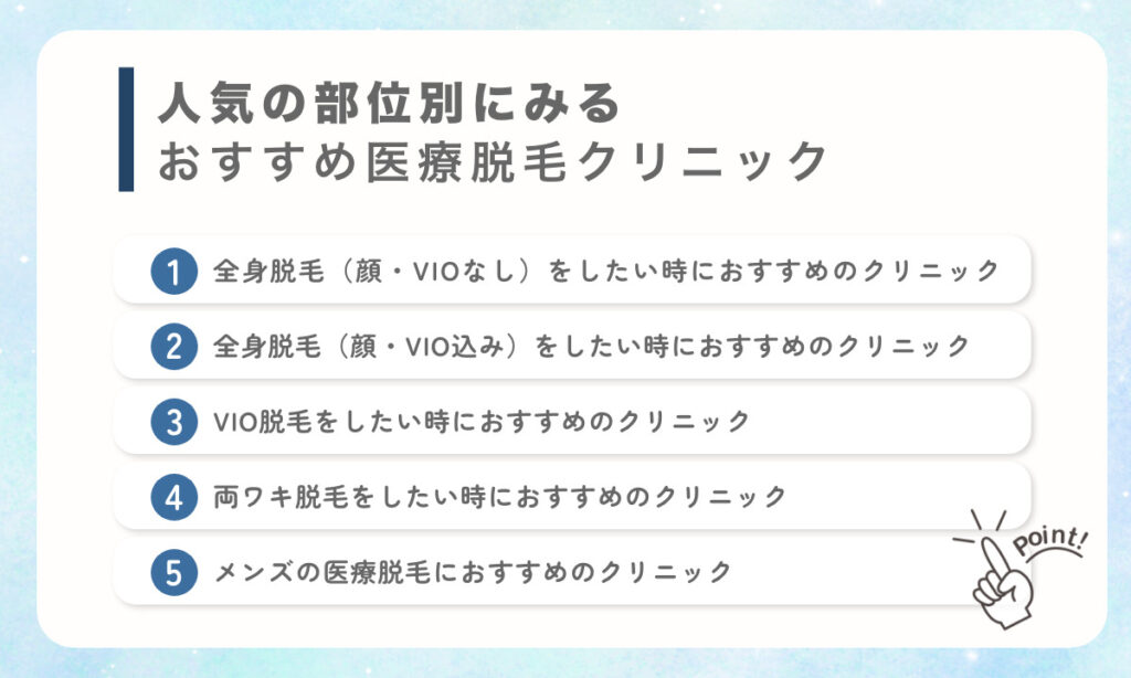 静岡県浜松市で人気の部位別にみるおすすめ医療脱毛クリニック。